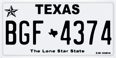 TX license plate BGF4374