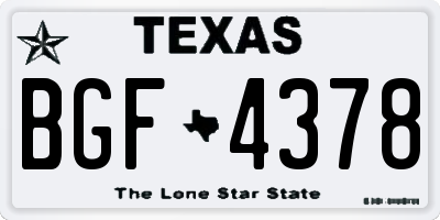 TX license plate BGF4378