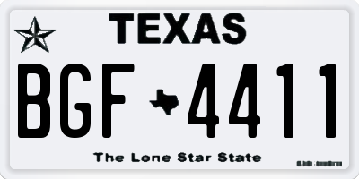TX license plate BGF4411