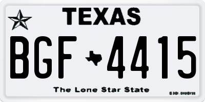 TX license plate BGF4415
