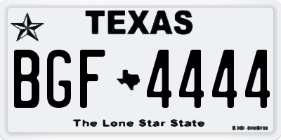 TX license plate BGF4444