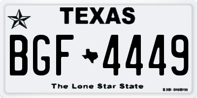 TX license plate BGF4449