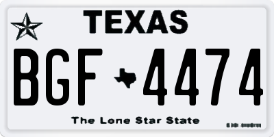 TX license plate BGF4474