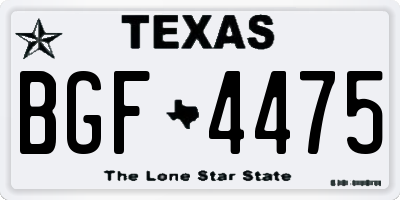TX license plate BGF4475