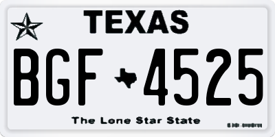 TX license plate BGF4525