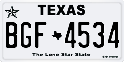 TX license plate BGF4534