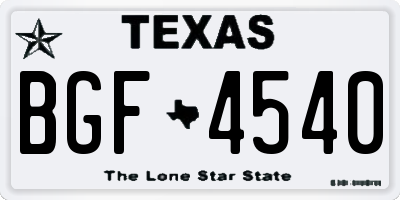 TX license plate BGF4540