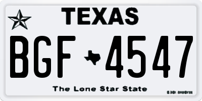 TX license plate BGF4547