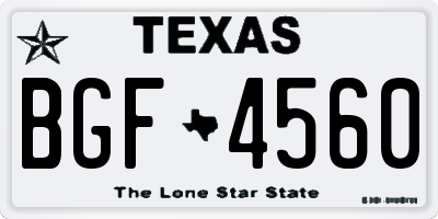 TX license plate BGF4560