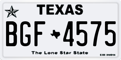 TX license plate BGF4575
