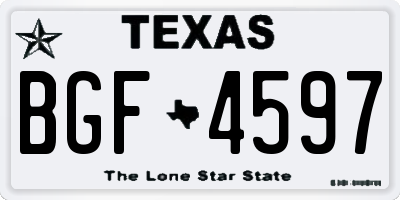 TX license plate BGF4597