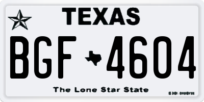 TX license plate BGF4604