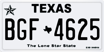 TX license plate BGF4625