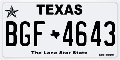 TX license plate BGF4643