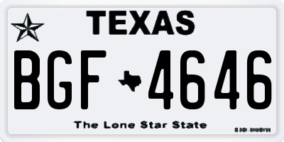 TX license plate BGF4646