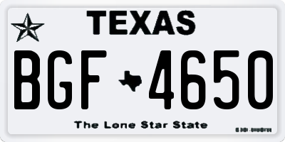 TX license plate BGF4650