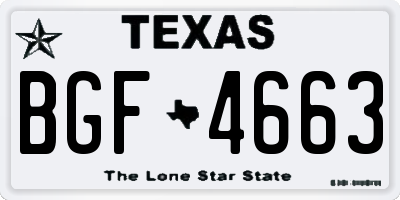 TX license plate BGF4663