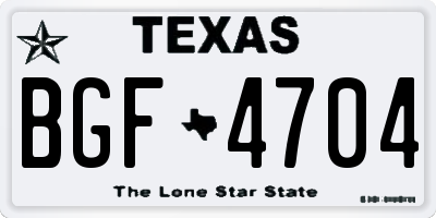 TX license plate BGF4704
