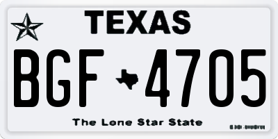 TX license plate BGF4705