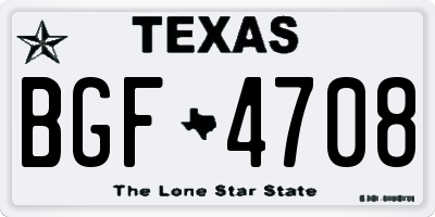 TX license plate BGF4708