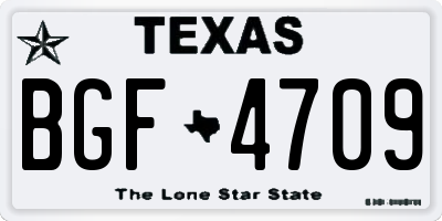 TX license plate BGF4709