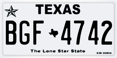 TX license plate BGF4742