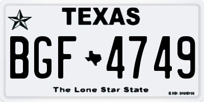 TX license plate BGF4749