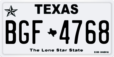 TX license plate BGF4768