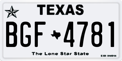 TX license plate BGF4781