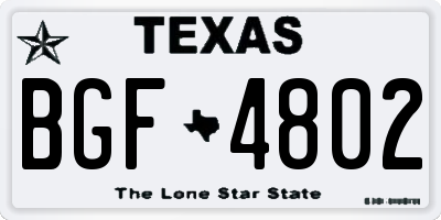 TX license plate BGF4802