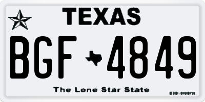 TX license plate BGF4849