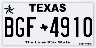TX license plate BGF4910