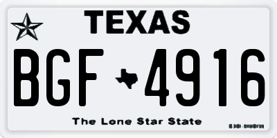 TX license plate BGF4916