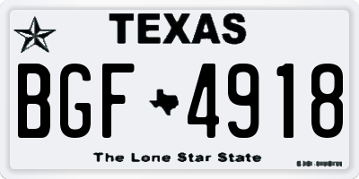TX license plate BGF4918
