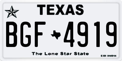TX license plate BGF4919