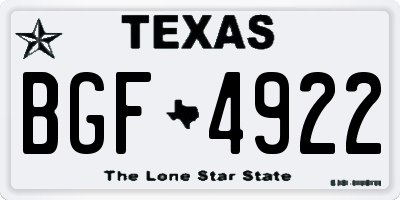 TX license plate BGF4922