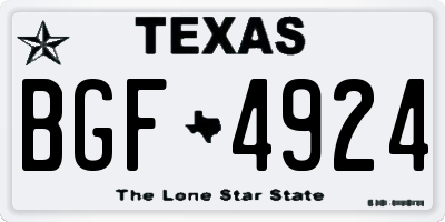 TX license plate BGF4924