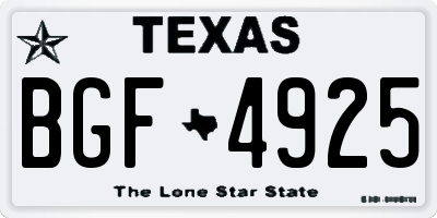 TX license plate BGF4925