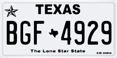 TX license plate BGF4929