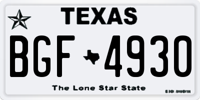 TX license plate BGF4930