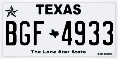 TX license plate BGF4933