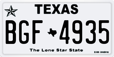 TX license plate BGF4935