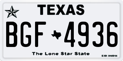 TX license plate BGF4936
