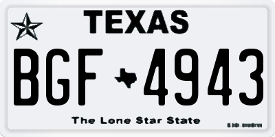 TX license plate BGF4943