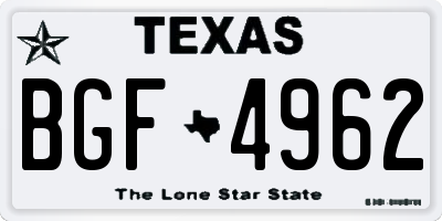 TX license plate BGF4962