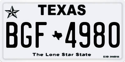 TX license plate BGF4980