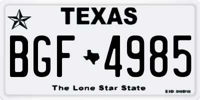 TX license plate BGF4985