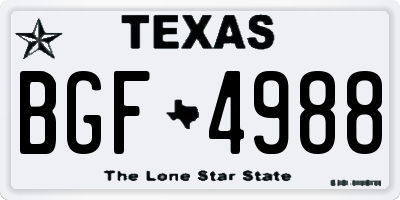 TX license plate BGF4988