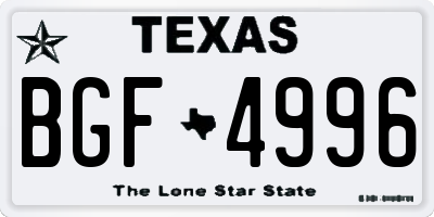 TX license plate BGF4996