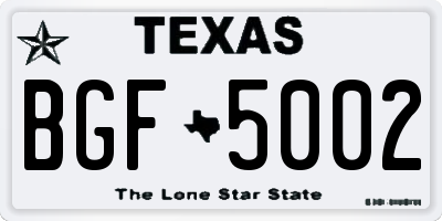 TX license plate BGF5002